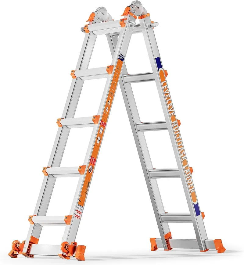LEVELEVE Telescoping A Frame Ladder, 17FT