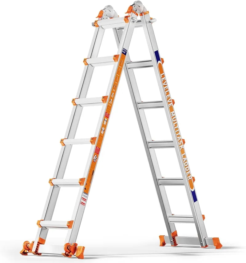 LEVELEVE Telescoping A Frame Ladder, 22FT